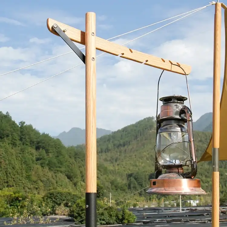 Support de lampe en bois massif de camping portable détachable