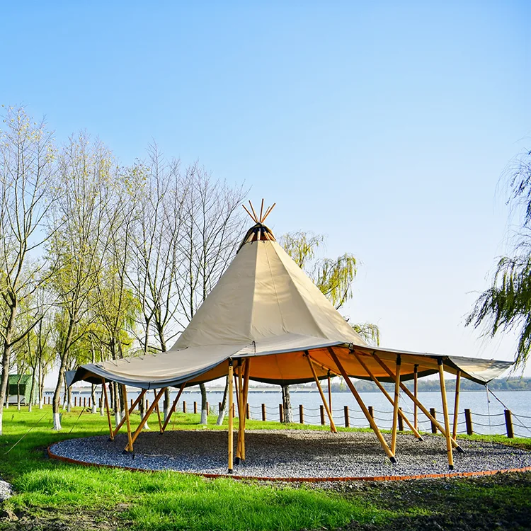 Grande tente de chapeau de paille indien pour 72 personnes