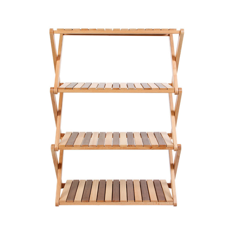 Rack de rangement multicouche en bois massif portable extérieur