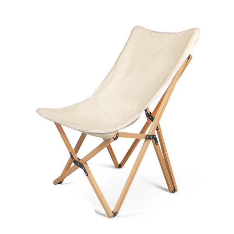 Chaise de papillon de voyage portable en bois massif pliable